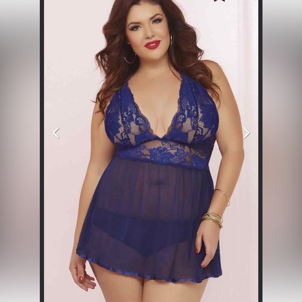 Seven till midnight lace teddy lingerie lace sheer sexy nightie plus size 3X/4X﻿